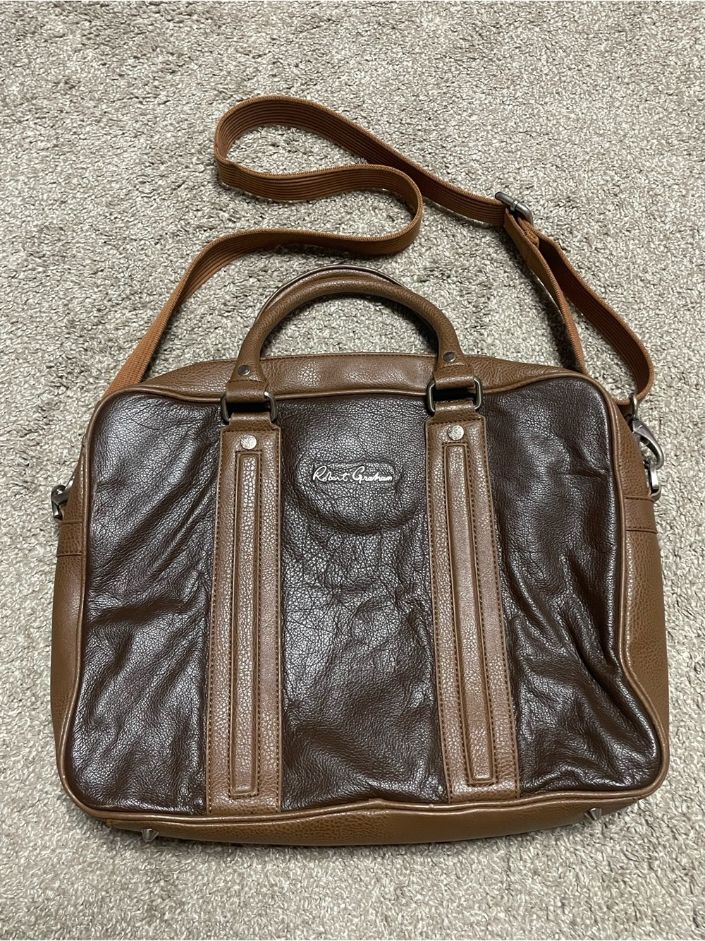 Robert Graham Two Tone Leather Laptop Briefcase